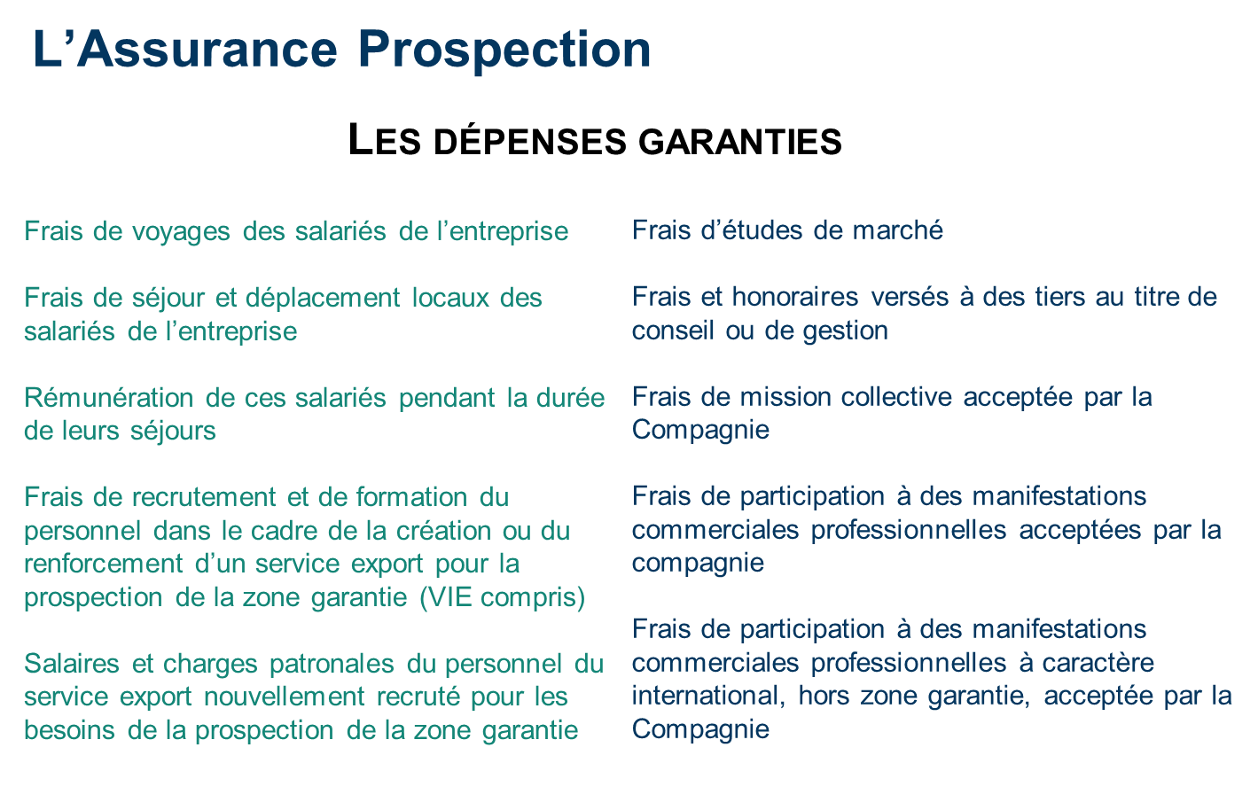 Coface : les dépenses garanties par l'assurance prospection - 1