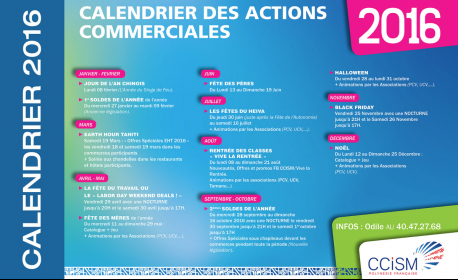 Calendrier des animations commerciales 2016